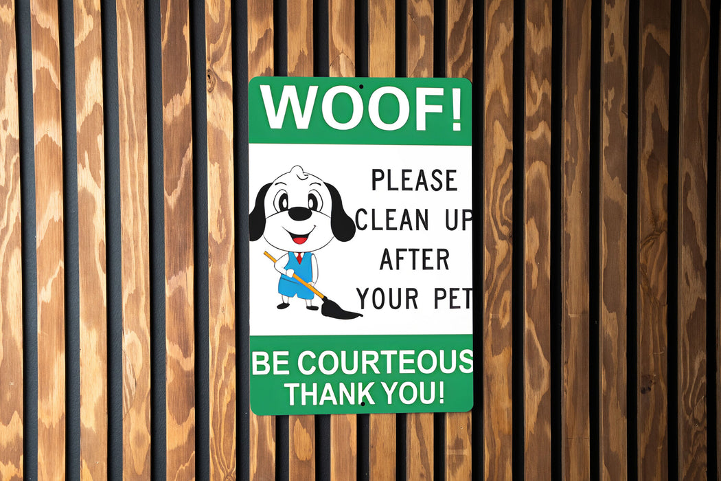 Eco Dog Sign - Clean Up, Metal Outdoor, Pet Responsibility