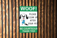 Eco Dog Sign - Clean Up, Metal Outdoor, Pet Responsibility