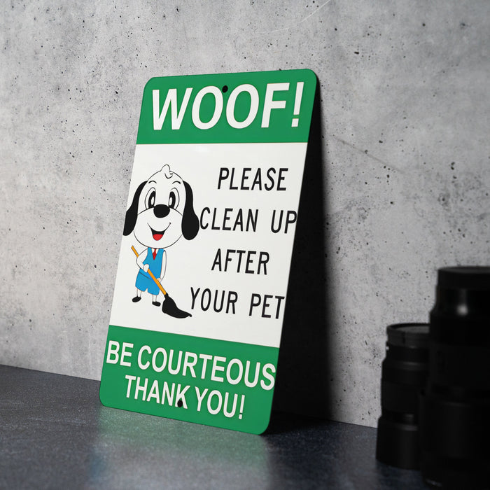 Eco Dog Sign - Clean Up, Metal Outdoor, Pet Responsibility