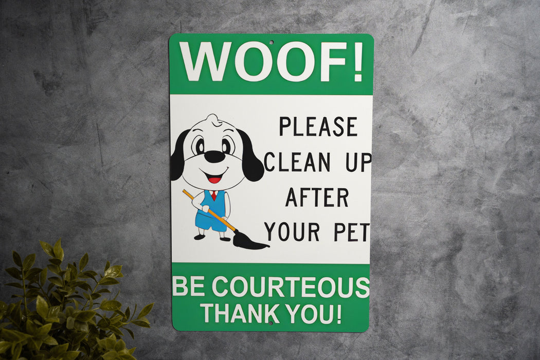 Eco Dog Sign - Clean Up, Metal Outdoor, Pet Responsibility