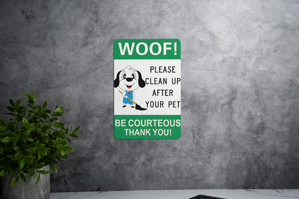 Eco Dog Sign - Clean Up, Metal Outdoor, Pet Responsibility