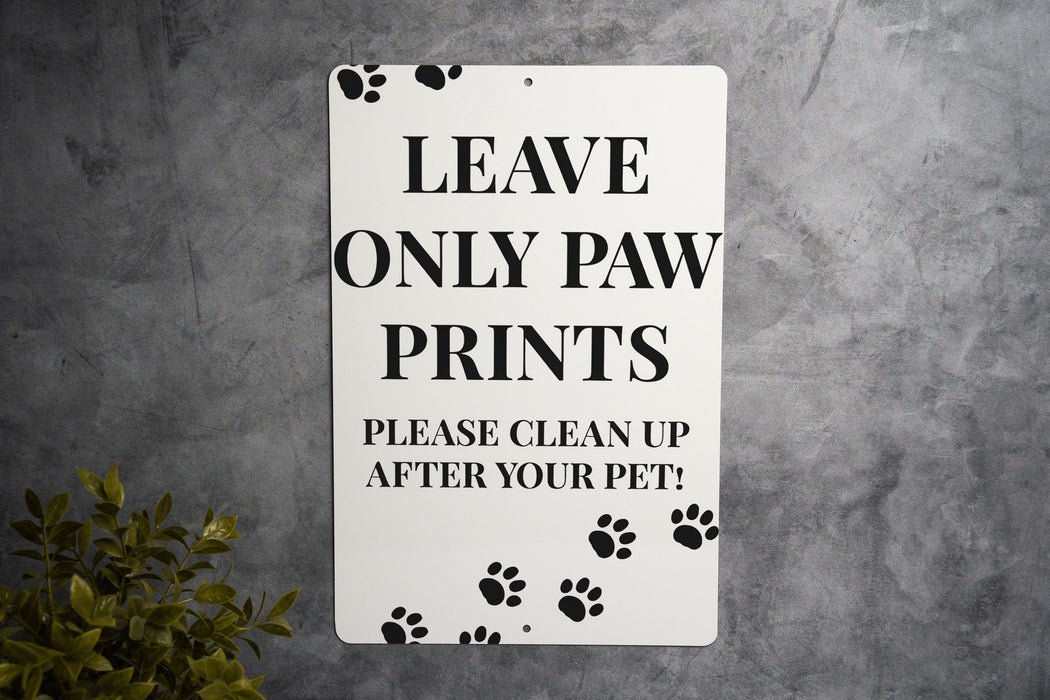Metal Dog Clean-Up Sign - Eco Etiquette, Responsible Owner, Yard Care