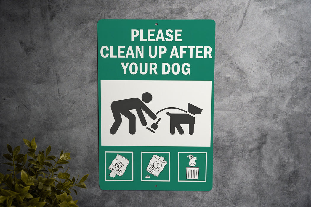 Yard Dog Sign - Please Clean Up, Metal, Green Living, Pet Etiquette