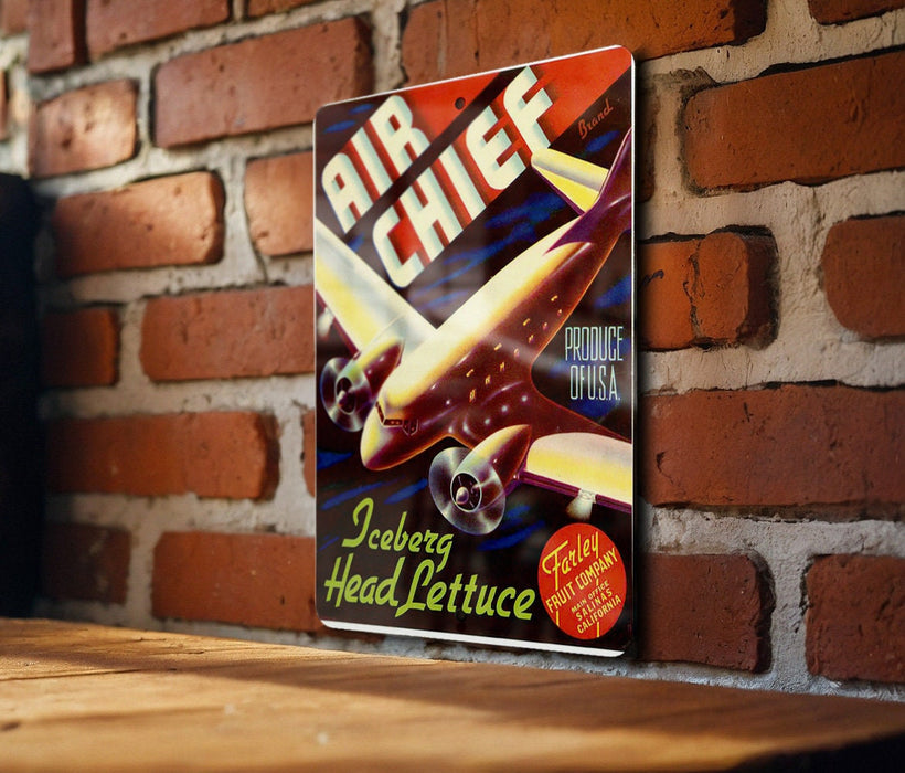 Air Chief Lettuce Vintage Metal Poster - Retro Kitchen Sign, Iceberg Head Decor