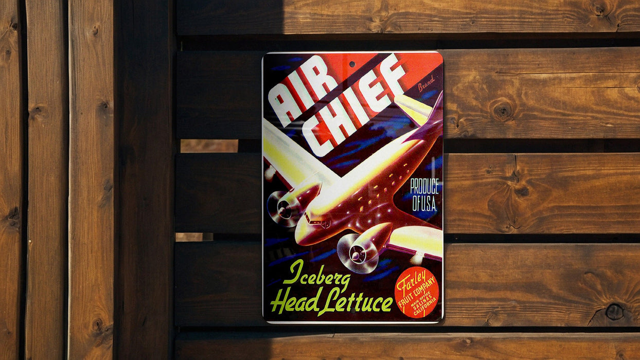 Air Chief Lettuce Vintage Metal Poster - Retro Kitchen Sign, Iceberg Head Decor