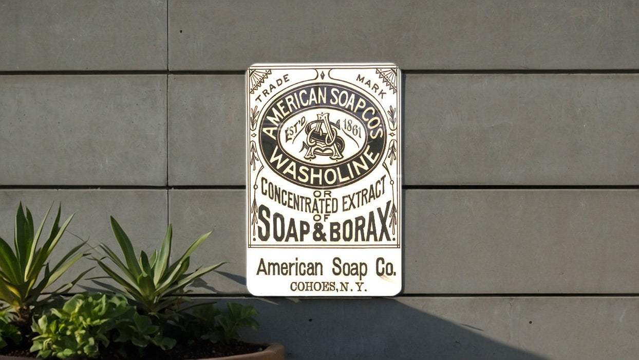 American Soap Co Vintage Themed Metal Poster - Washoline Soap Sign, Classic Laundry Decor