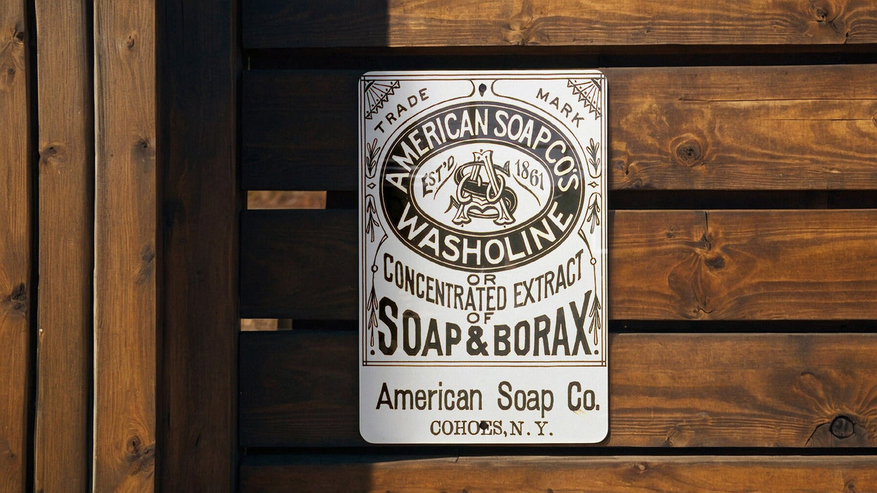 American Soap Co Vintage Themed Metal Poster - Washoline Soap Sign, Classic Laundry Decor