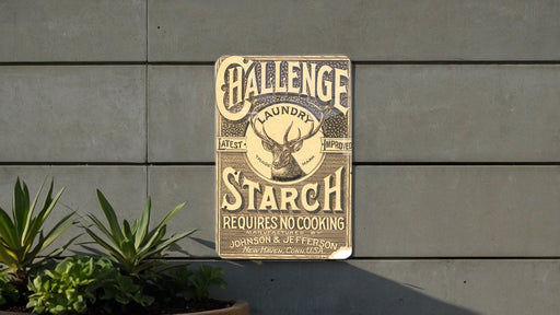 Challenge Starch Vintage Metal Poster - Laundry Starch Sign, Retro Laundry Room Decor