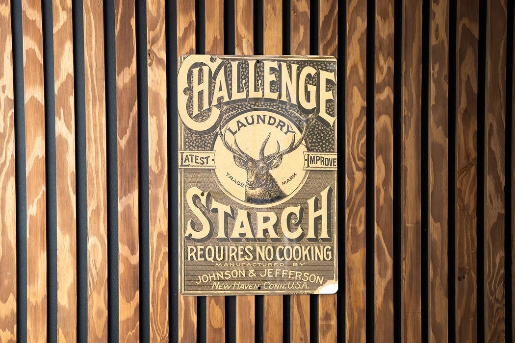 Challenge Starch Vintage Metal Poster - Laundry Starch Sign, Retro Laundry Room Decor