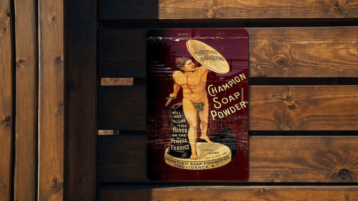 Champion Soap Powder Metal Poster - Vintage Laundry Sign, Classic Cleaning Decor