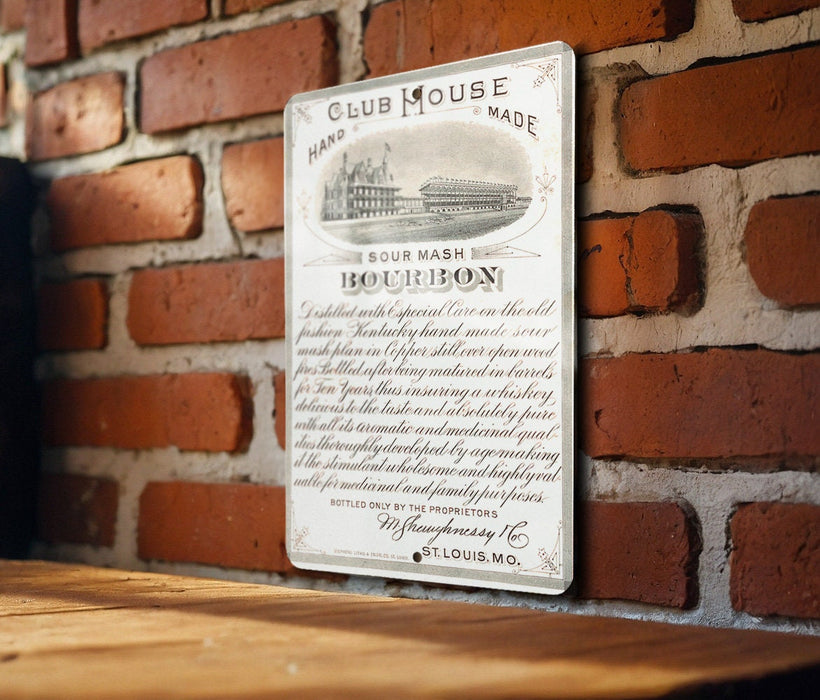 Club House Bourbon Metal Poster - Sour Mash Vintage Sign, Whiskey Bar Decor