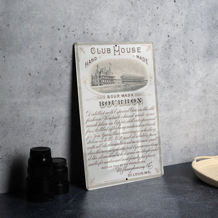 Club House Bourbon Metal Poster - Sour Mash Vintage Sign, Whiskey Bar Decor