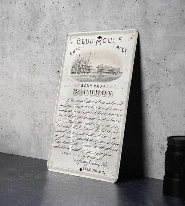 Club House Bourbon Metal Poster - Sour Mash Vintage Sign, Whiskey Bar Decor