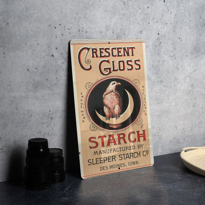 Crescent Gloss Starch Metal Poster - Vintage Laundry Sign, Classic Starch Ad