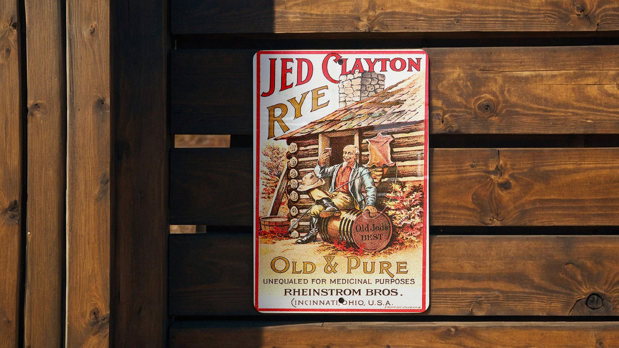 Jed Clayton Rye Whiskey Vintage Metal Poster - Speakeasy Decor, Classic Alcohol Ad