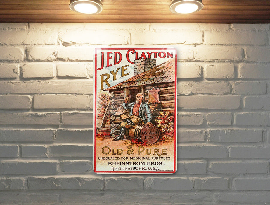 Jed Clayton Rye Whiskey Vintage Metal Poster - Speakeasy Decor, Classic Alcohol Ad