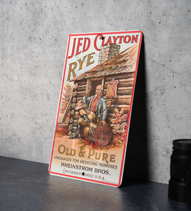 Jed Clayton Rye Whiskey Vintage Metal Poster - Speakeasy Decor, Classic Alcohol Ad