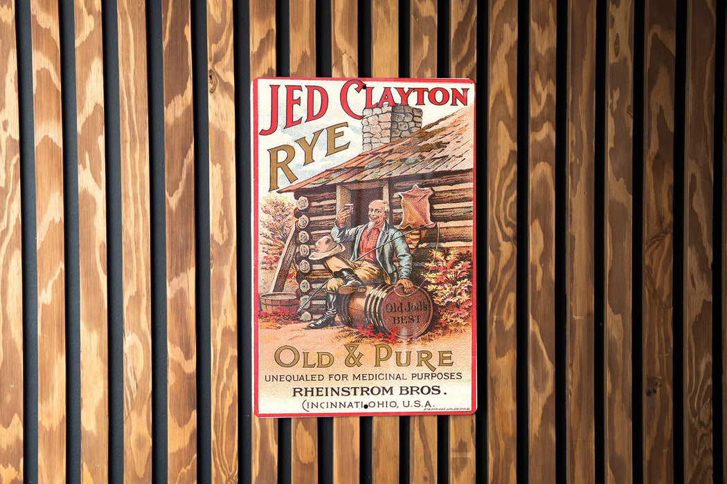 Jed Clayton Rye Whiskey Vintage Metal Poster - Speakeasy Decor, Classic Alcohol Ad