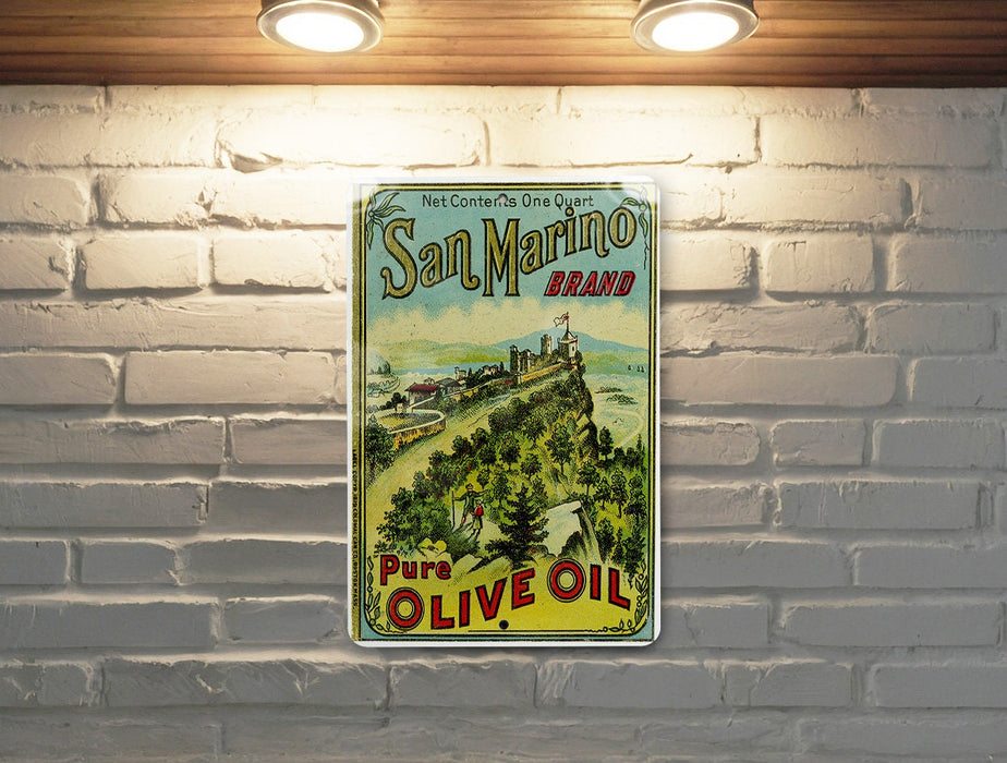 San Marino Olive Oil Vintage Metal Poster - Retro Kitchen Art, Classic Cooking Oil Ad