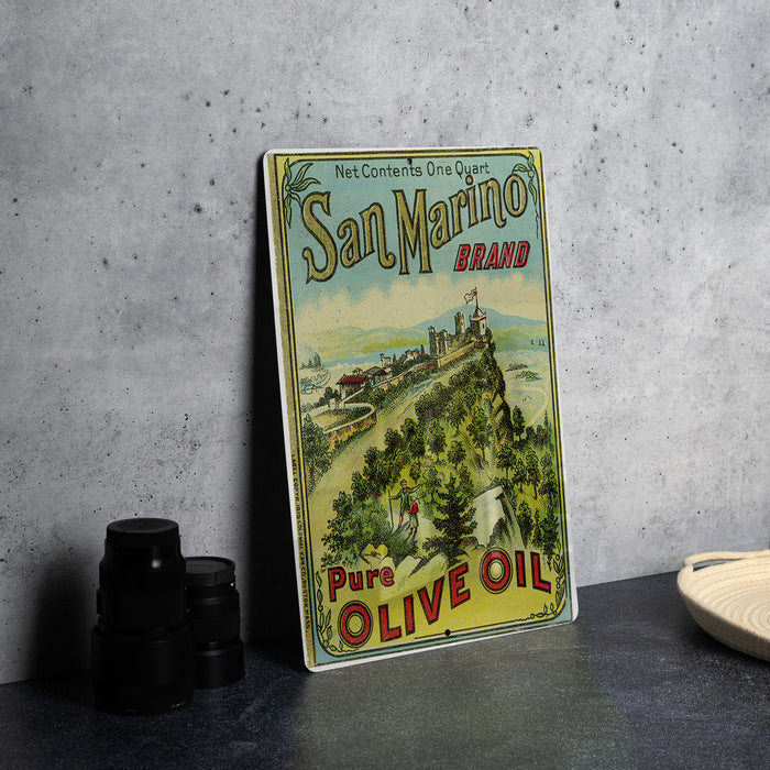 San Marino Olive Oil Vintage Metal Poster - Retro Kitchen Art, Classic Cooking Oil Ad