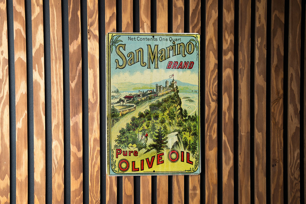 San Marino Olive Oil Vintage Metal Poster - Retro Kitchen Art, Classic Cooking Oil Ad