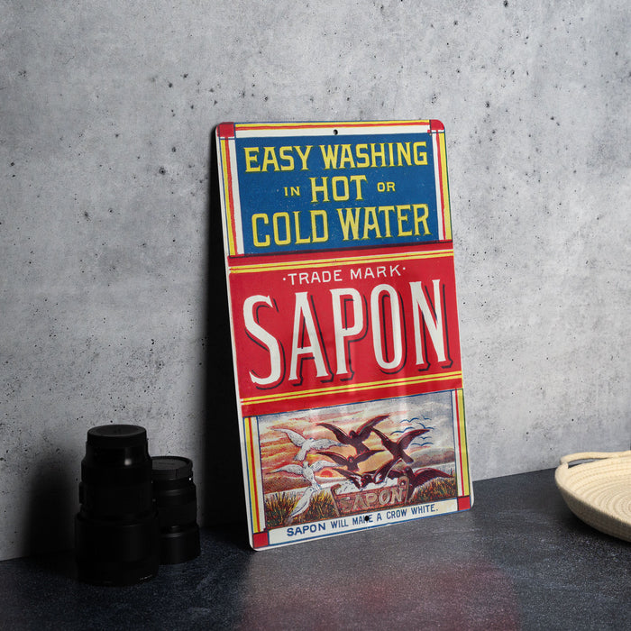 Sapon Soap Vintage Metal Poster - Classic Laundry Ad, Retro Soap Decor