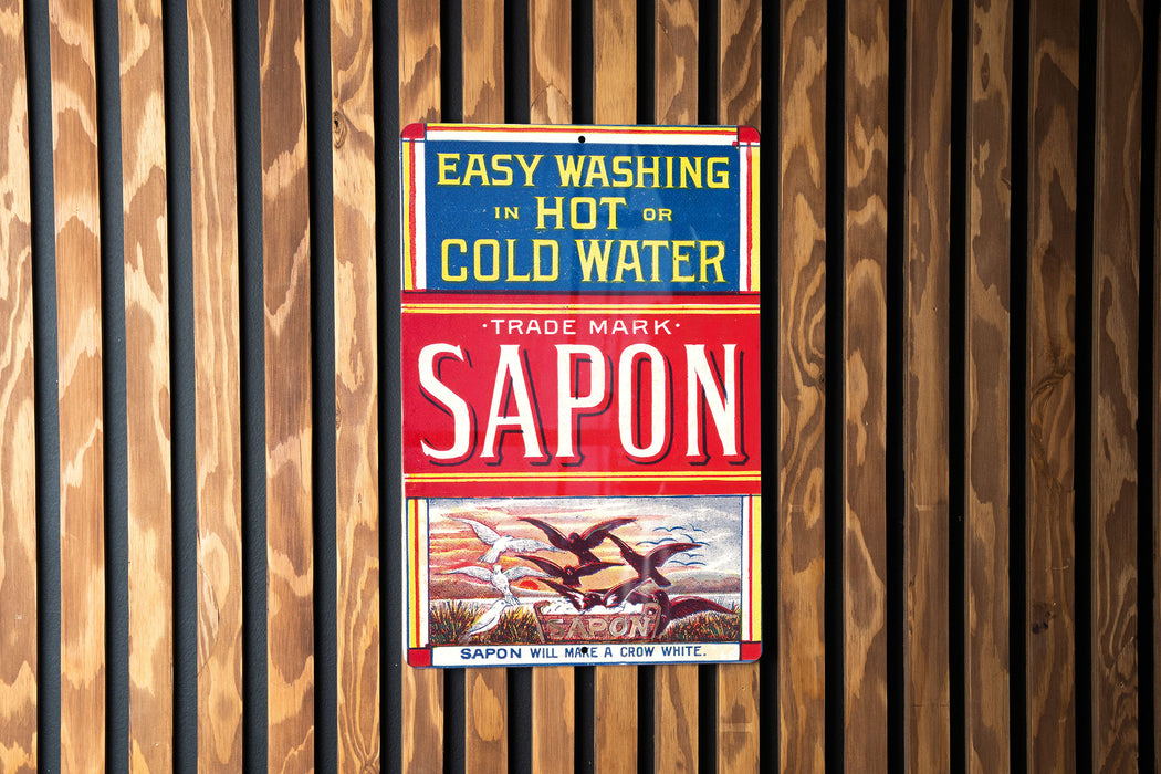 Sapon Soap Vintage Metal Poster - Classic Laundry Ad, Retro Soap Decor