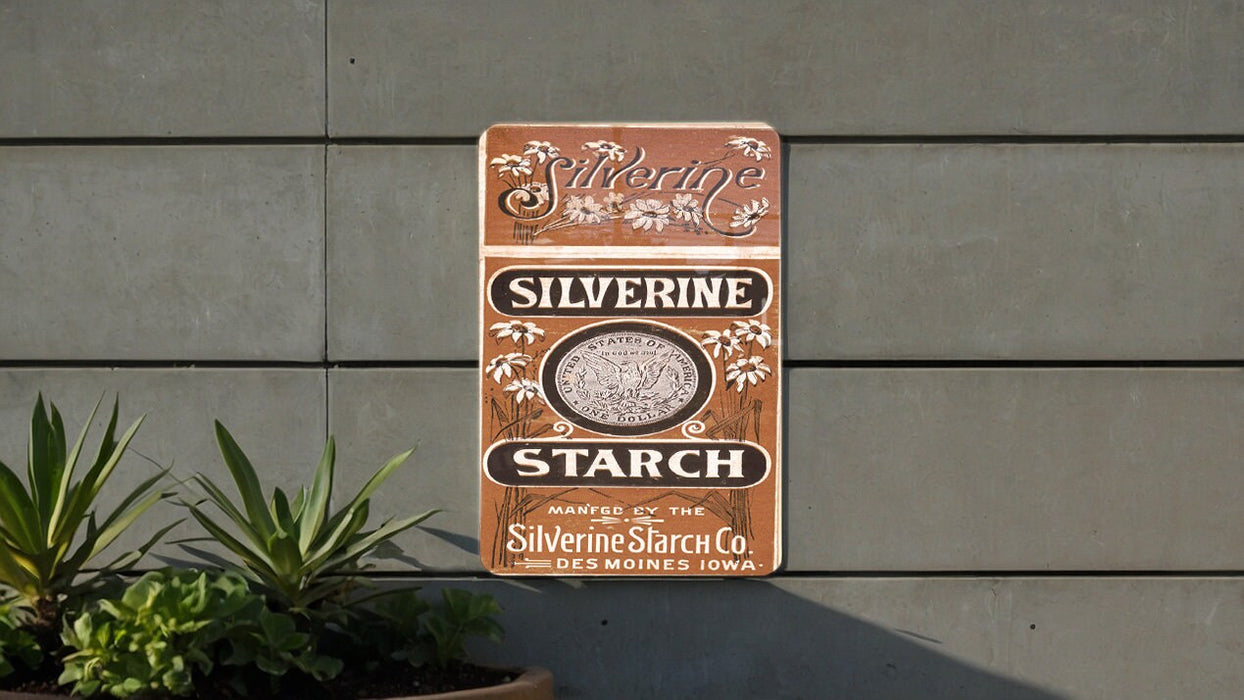 Silverine Starch Vintage Metal Poster - Retro Laundry Ad, Classic Starch Decor