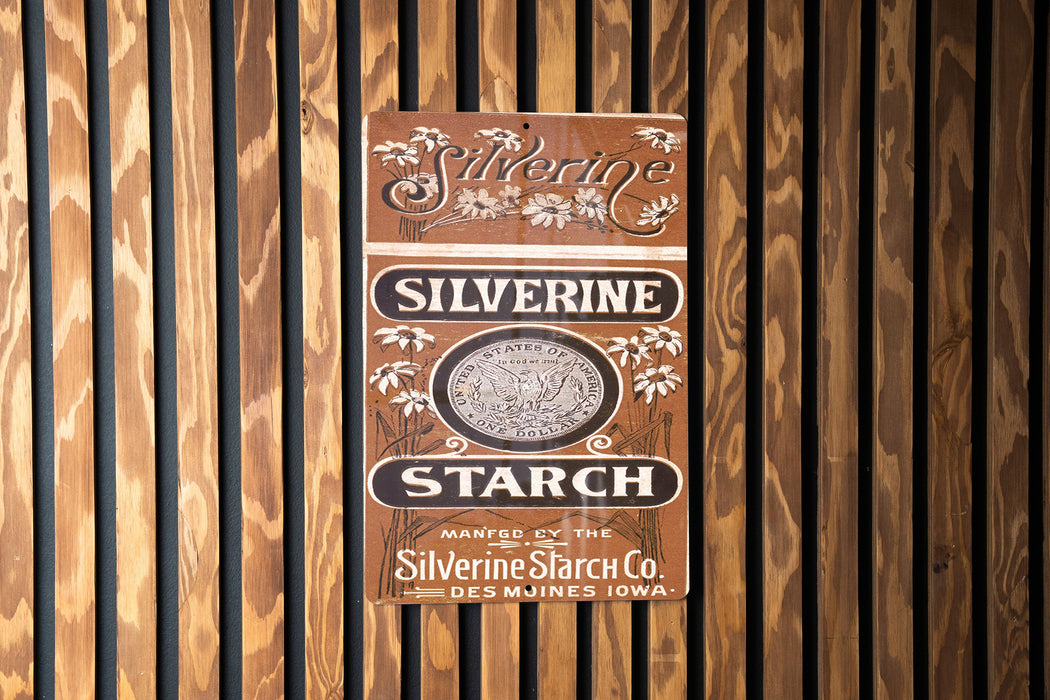 Silverine Starch Vintage Metal Poster - Retro Laundry Ad, Classic Starch Decor