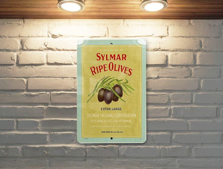 Sylmar Ripe Olives Vintage Metal Poster - Classic Kitchen Decor, Retro Food Ad