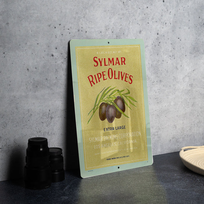 Sylmar Ripe Olives Vintage Metal Poster - Classic Kitchen Decor, Retro Food Ad