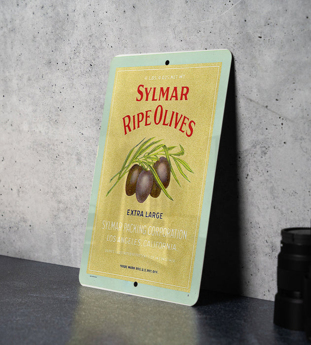 Sylmar Ripe Olives Vintage Metal Poster - Classic Kitchen Decor, Retro Food Ad