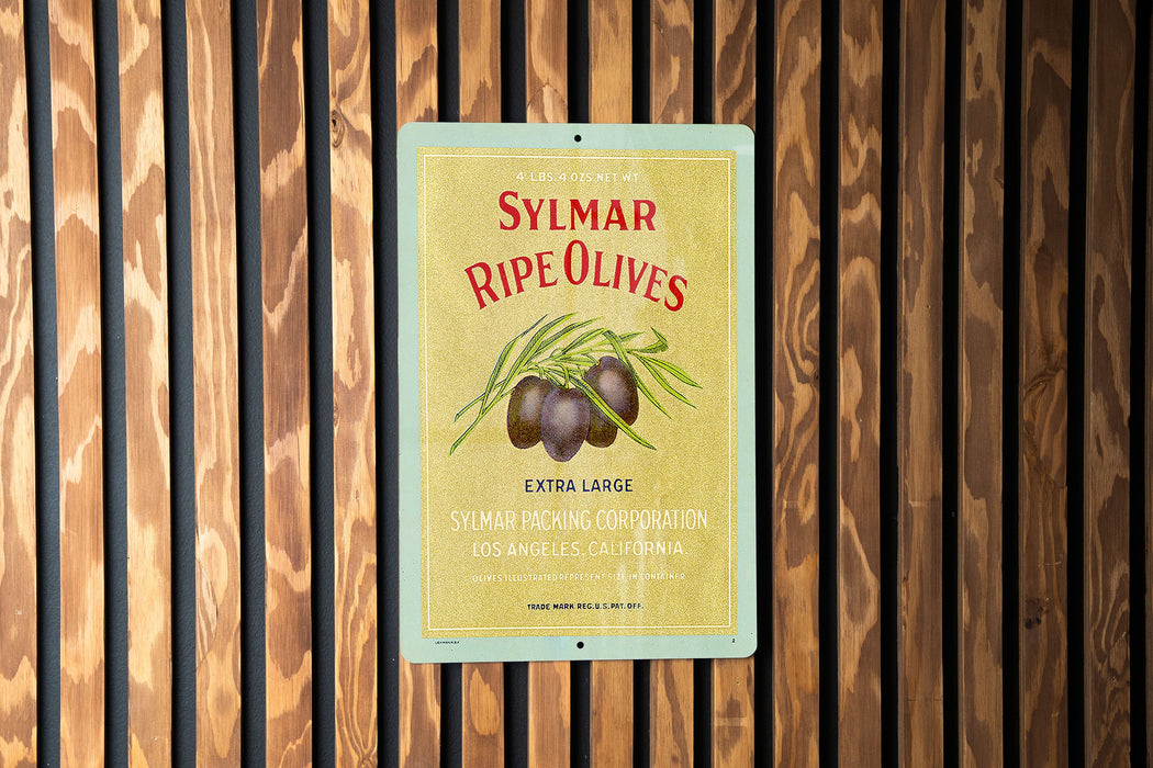 Sylmar Ripe Olives Vintage Metal Poster - Classic Kitchen Decor, Retro Food Ad