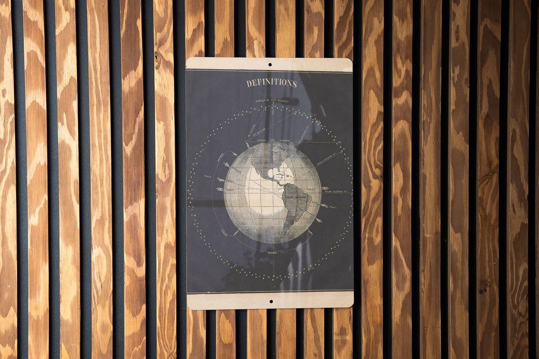 Vintage Earth Astronomy Metal Poster - Classic Earth Illustration, Educational Wall Art