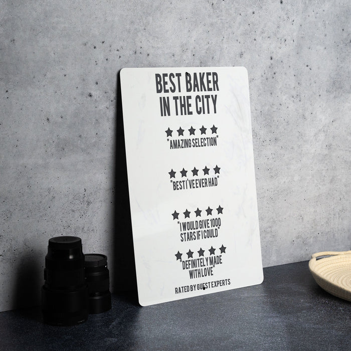 Best Baker in the City Metal Sign, Funny Reviews, Quirky Bakery Decor, Unique Baker Gift, Humorous Kitchen Art
