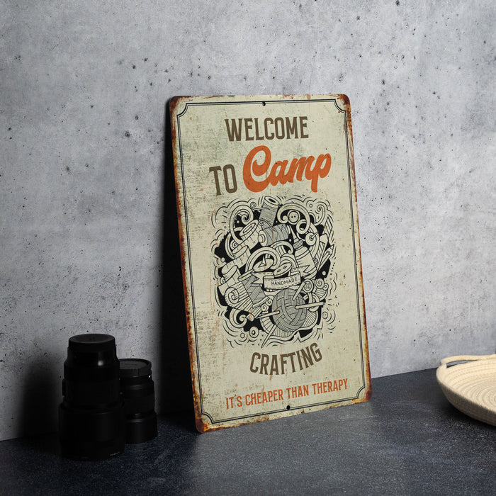 Welcome to Camp Crafting Metal Sign, Craft Room Welcome, DIY Camp Decor, Crafting Retreat Sign, Creative Getaway Art