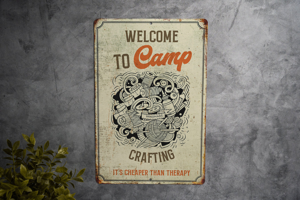 Welcome to Camp Crafting Metal Sign, Craft Room Welcome, DIY Camp Decor, Crafting Retreat Sign, Creative Getaway Art