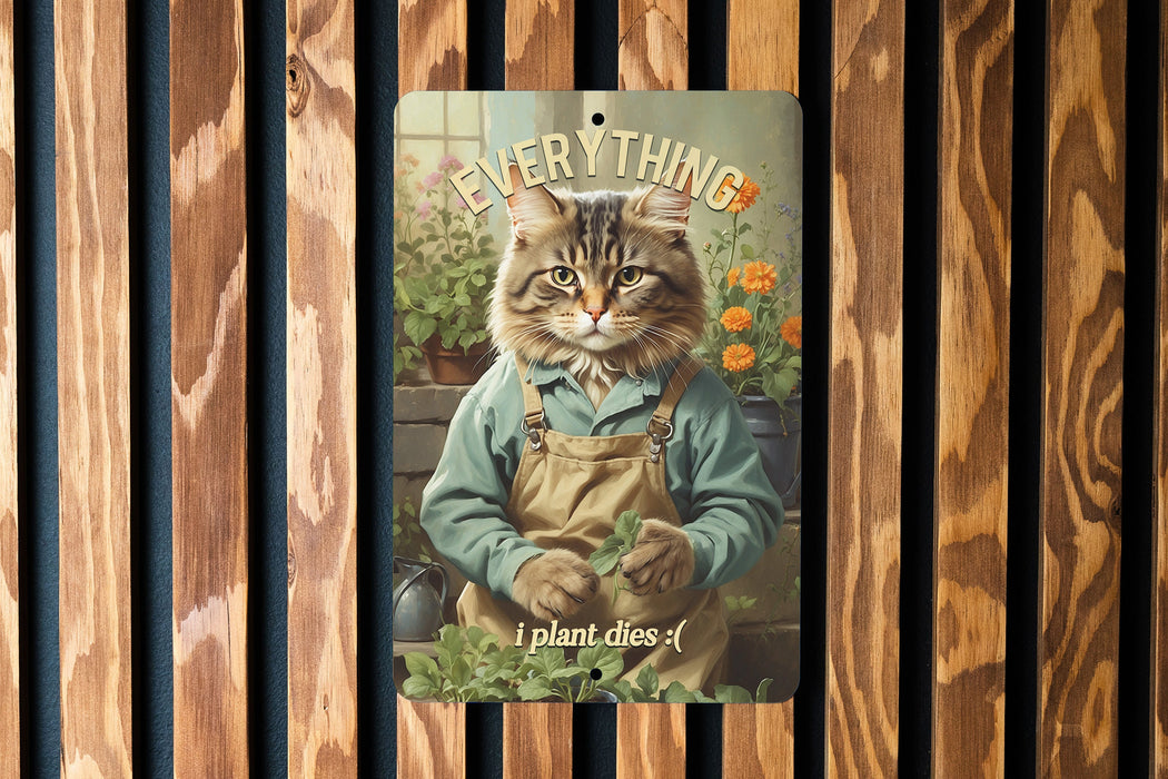 Everything I Plant Dies :( Metal Sign, Gardening Humor, Plant Lover's Plight, Black Thumb Decor, Gardener Gift Idea
