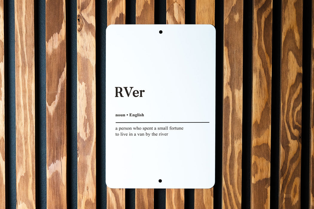 RVer Definition Gift for Traveler Metal Sign - RV Lifestyle, Camper Decor, Travel Humor, Adventure Seeker, Road Trip Art