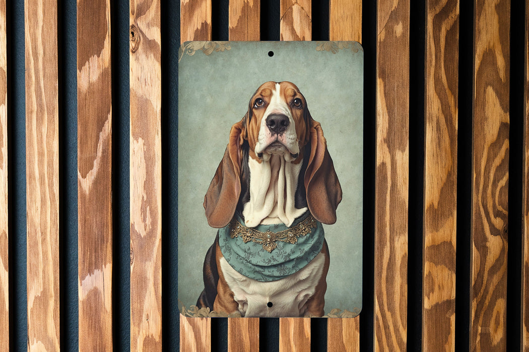 Victorian Portrait of Basset Hound Metal Sign - Vintage Dog Decor, Animal Lover Gift, Classic Pet Art, Unique Home Decor, Hound Tribute