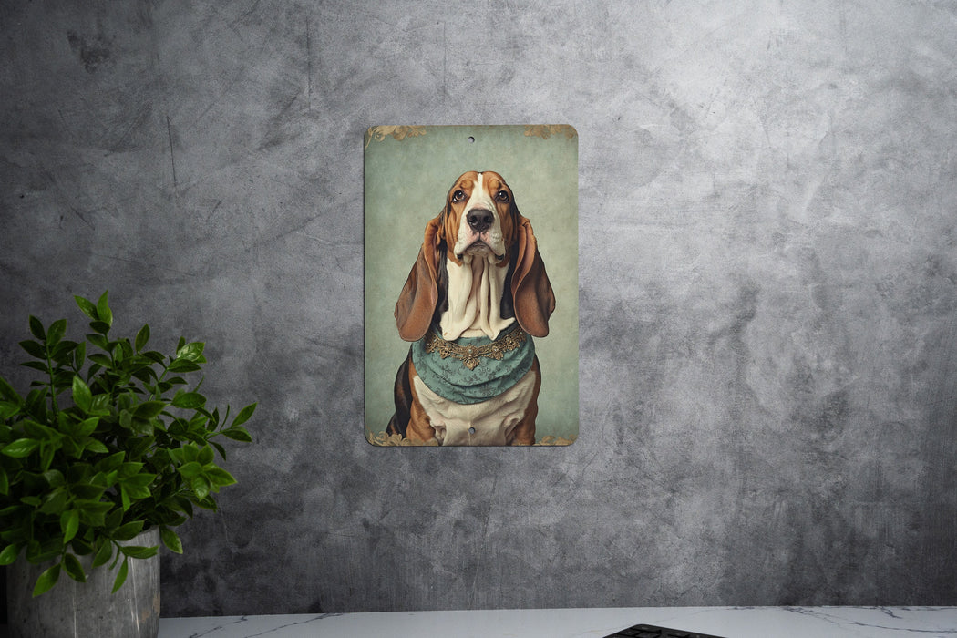 Victorian Portrait of Basset Hound Metal Sign - Vintage Dog Decor, Animal Lover Gift, Classic Pet Art, Unique Home Decor, Hound Tribute
