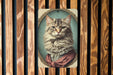 Victorian Portrait of a Cat Metal Sign - Vintage Feline Art, Cat Lover Gift, Classic Decor, Regal Cat Portrait, Aristocat Sign