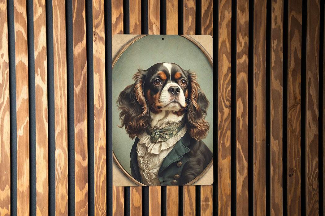 Victorian Portrait of a Charles Spaniel Metal Sign - Royal Dog Decor, Spaniel Lover Gift, Vintage Canine Art, Elegant Pet Portrait