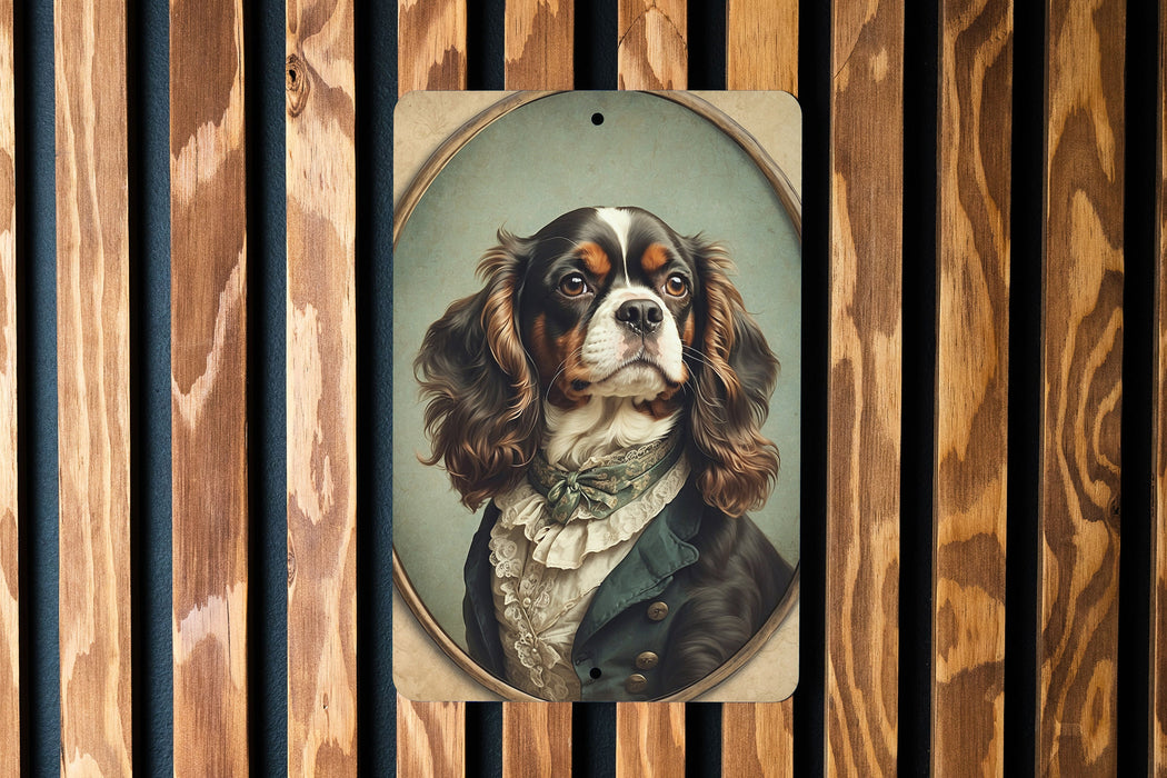 Victorian Portrait of a Charles Spaniel Metal Sign - Royal Dog Decor, Spaniel Lover Gift, Vintage Canine Art, Elegant Pet Portrait