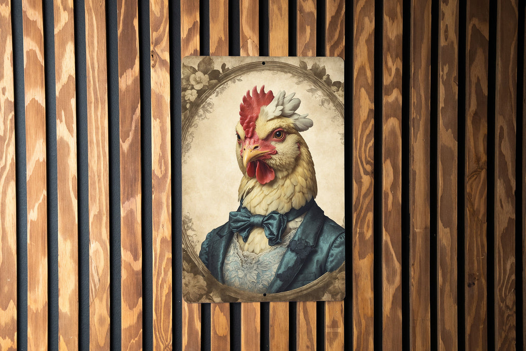 Victorian Portrait of a Chicken Metal Sign - Farmhouse Chic, Poultry Lover Gift, Vintage Bird Art, Rustic Decor, Classic Hen Portrait