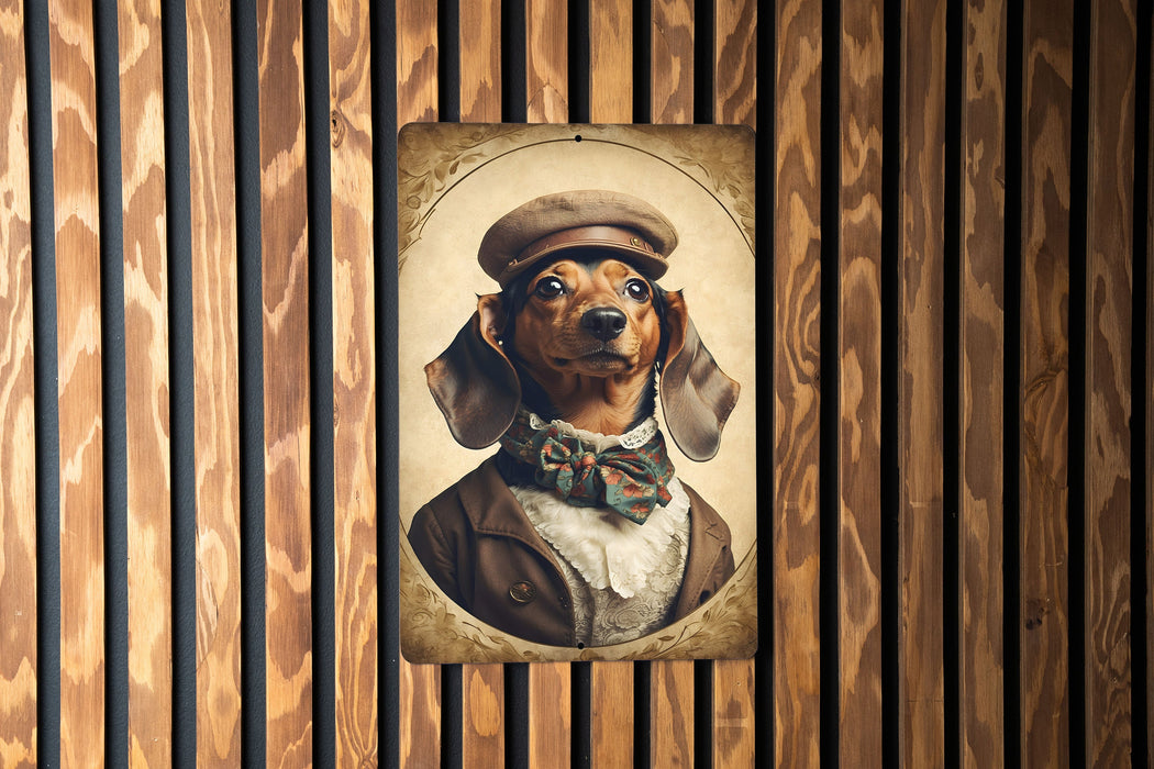 Victorian Portrait of a Dachshund Metal Sign - Classic Dog Art, Dachshund Enthusiast, Vintage Pet Portrait, Home Decor, Weiner Dog Sign