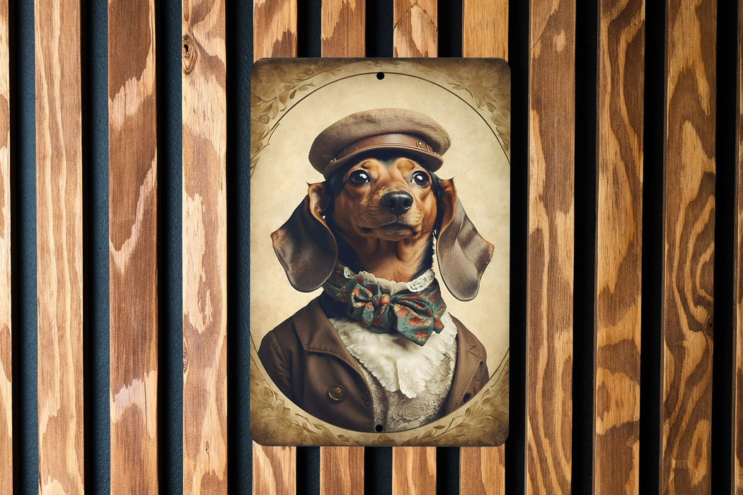 Victorian Portrait of a Dachshund Metal Sign - Classic Dog Art, Dachshund Enthusiast, Vintage Pet Portrait, Home Decor, Weiner Dog Sign