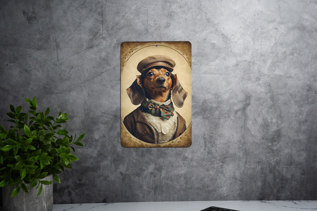 Victorian Portrait of a Dachshund Metal Sign - Classic Dog Art, Dachshund Enthusiast, Vintage Pet Portrait, Home Decor, Weiner Dog Sign