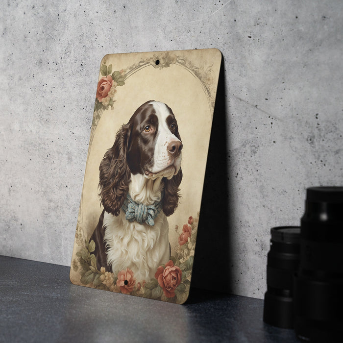 Victorian Portrait of an English Springer Metal Sign - Elegant Dog Art, Springer Spaniel Gift, Classic Decor, Pet Lover, Heritage Breed Sign