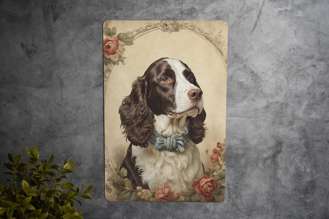 Victorian Portrait of an English Springer Metal Sign - Elegant Dog Art, Springer Spaniel Gift, Classic Decor, Pet Lover, Heritage Breed Sign